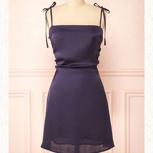 Short Satin Dress Cowl Neck Tied Straps from Boutique 1861